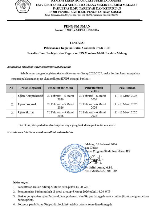 6. Pengumuman Kegiatan Prodi PIPS Februari-Maret 2026